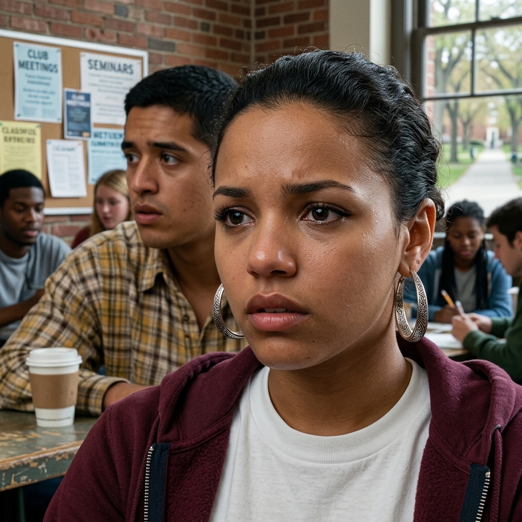 Stressed teenagers looking at a phone, demonstrating how politics affects mental health and steals childhood experiences.