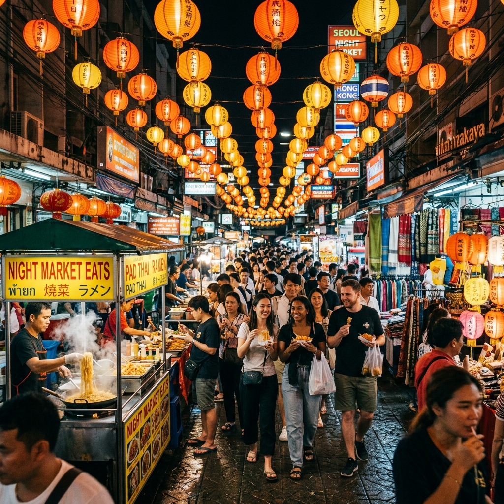 Street market with lanterns crowds 202605211212